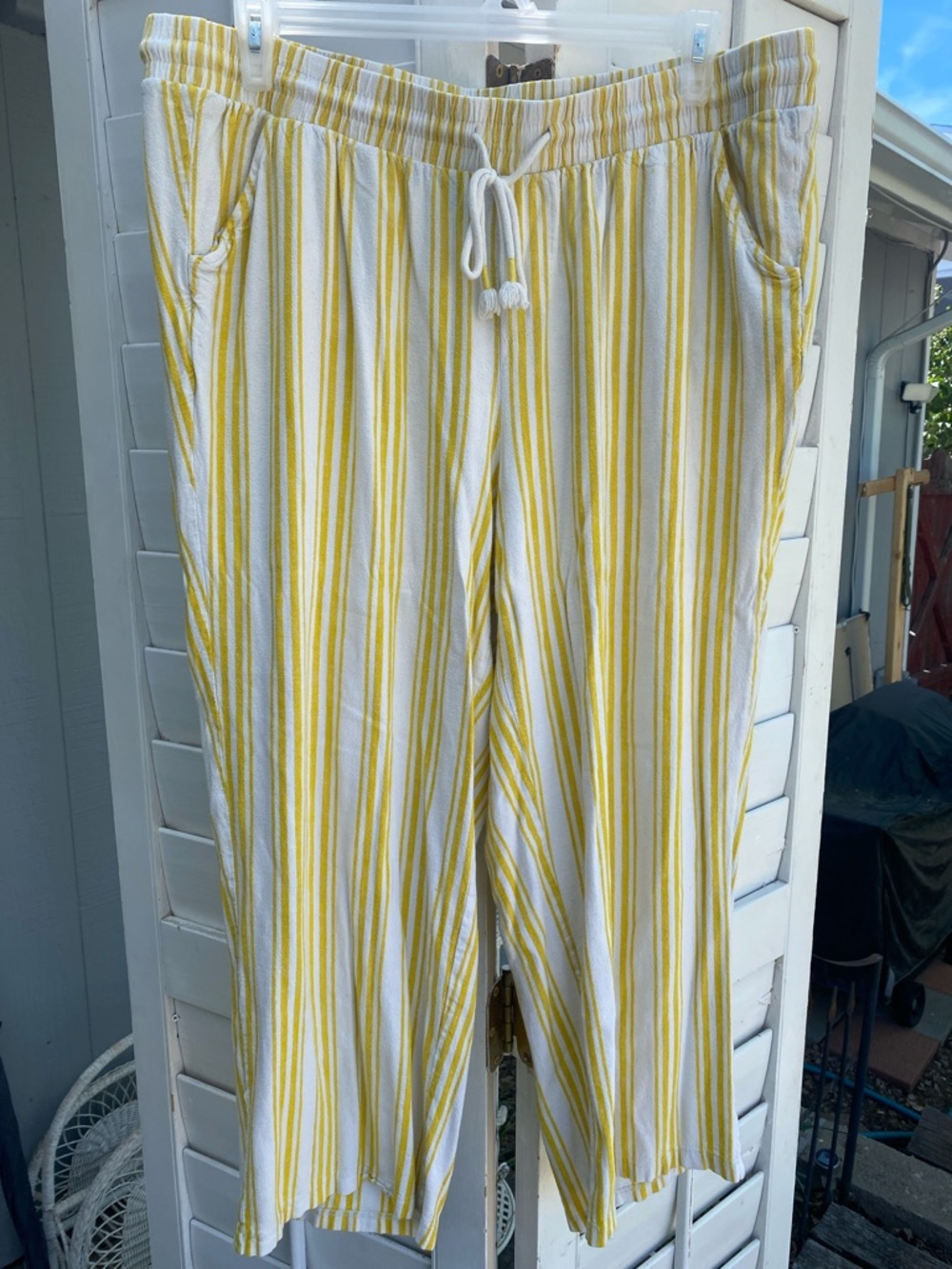 torrid White and Yellow Striped Drawstring Linen Pants